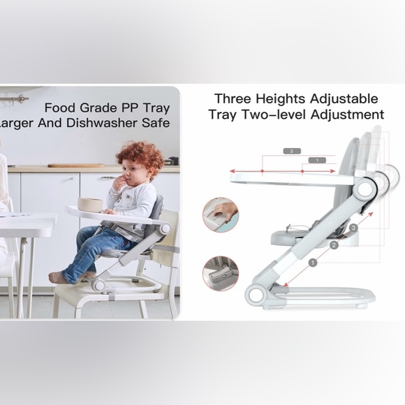 Gray Baby Booster Seat with Tray - Picture 4 of 13
